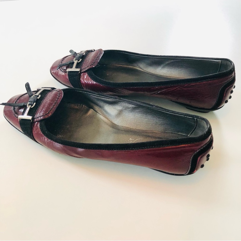 Tod’s Gommino Driving Loafers Burgundy Patent Leather 7.5 Italy - Picture 9 of 17